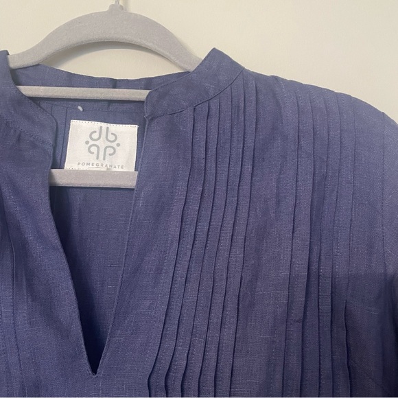 NWOT Women’s Anthropologie Pomegranate Navy Blue Linen Dress Size Small - Picture 2 of 4